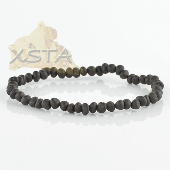 Amber bracelet small black beads